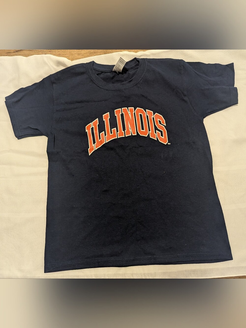 Gildan Navy Kids T-Shirt with Orange ILLINOIS Logo